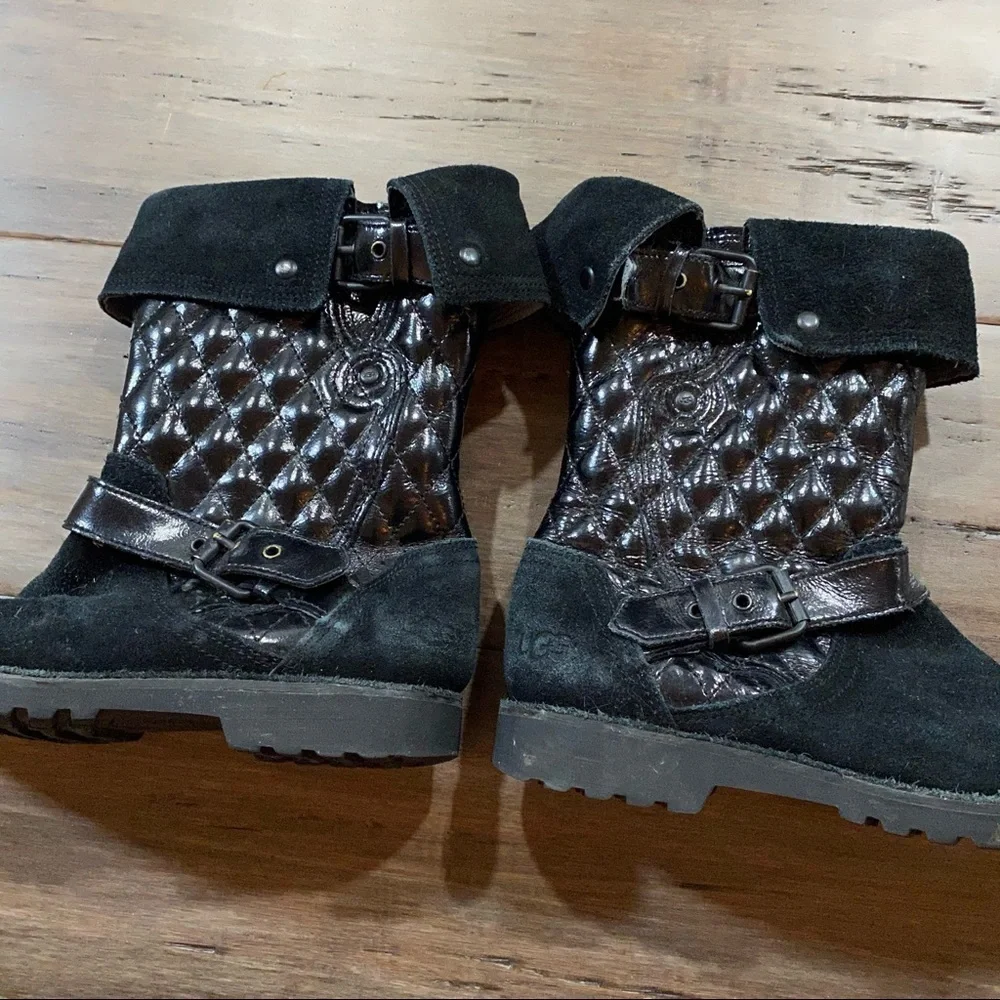 Ugg kids boots black diamond quilted‎